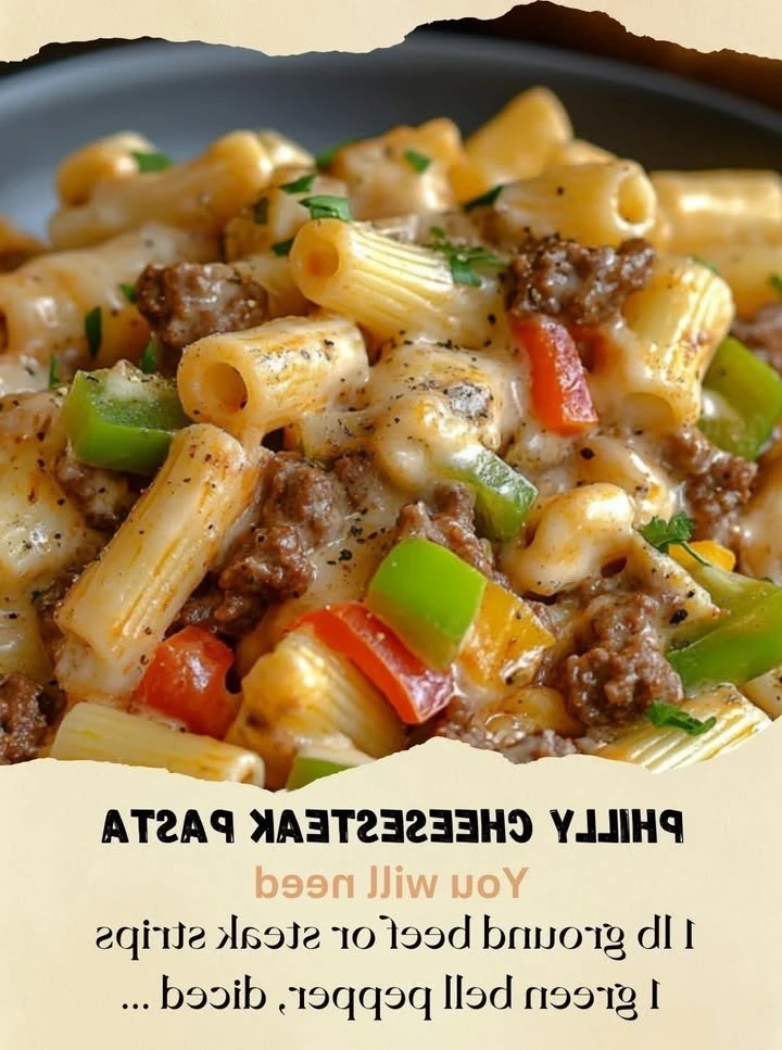 Philly Cheesesteak Pasta finished