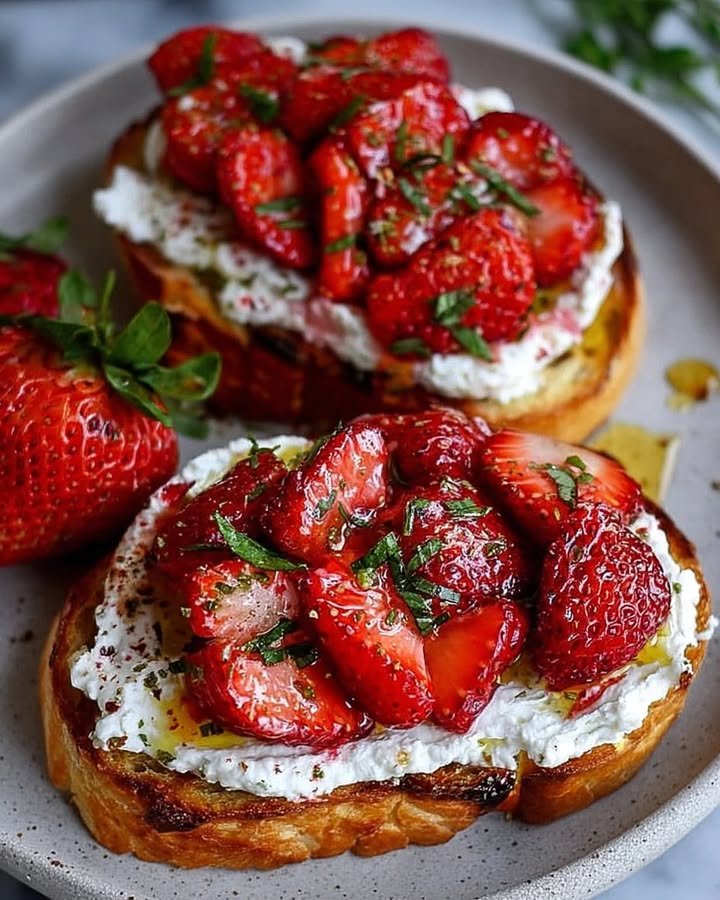 Roasted Strawberry Whipped Ricotta Toast Recipe