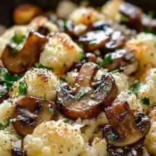 Savory Garlic Cauliflower and Mushroom Skillet Delight finished