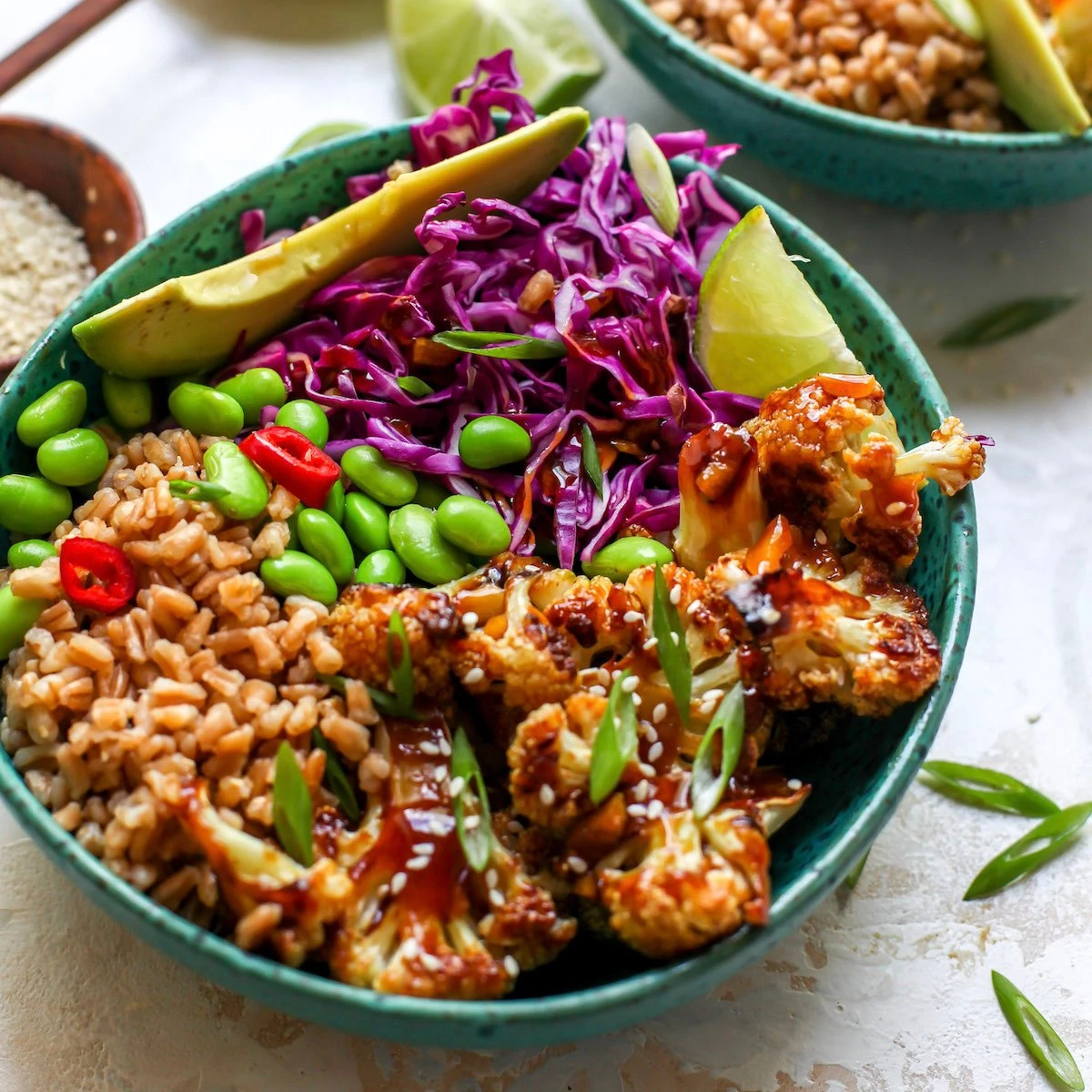 Teriyaki Cauliflower Power Bowls (Vegan) finished