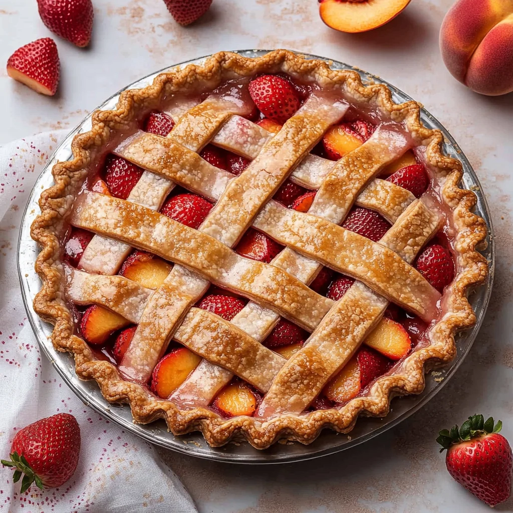 Brown Butter Strawberry Peach Pie step by step