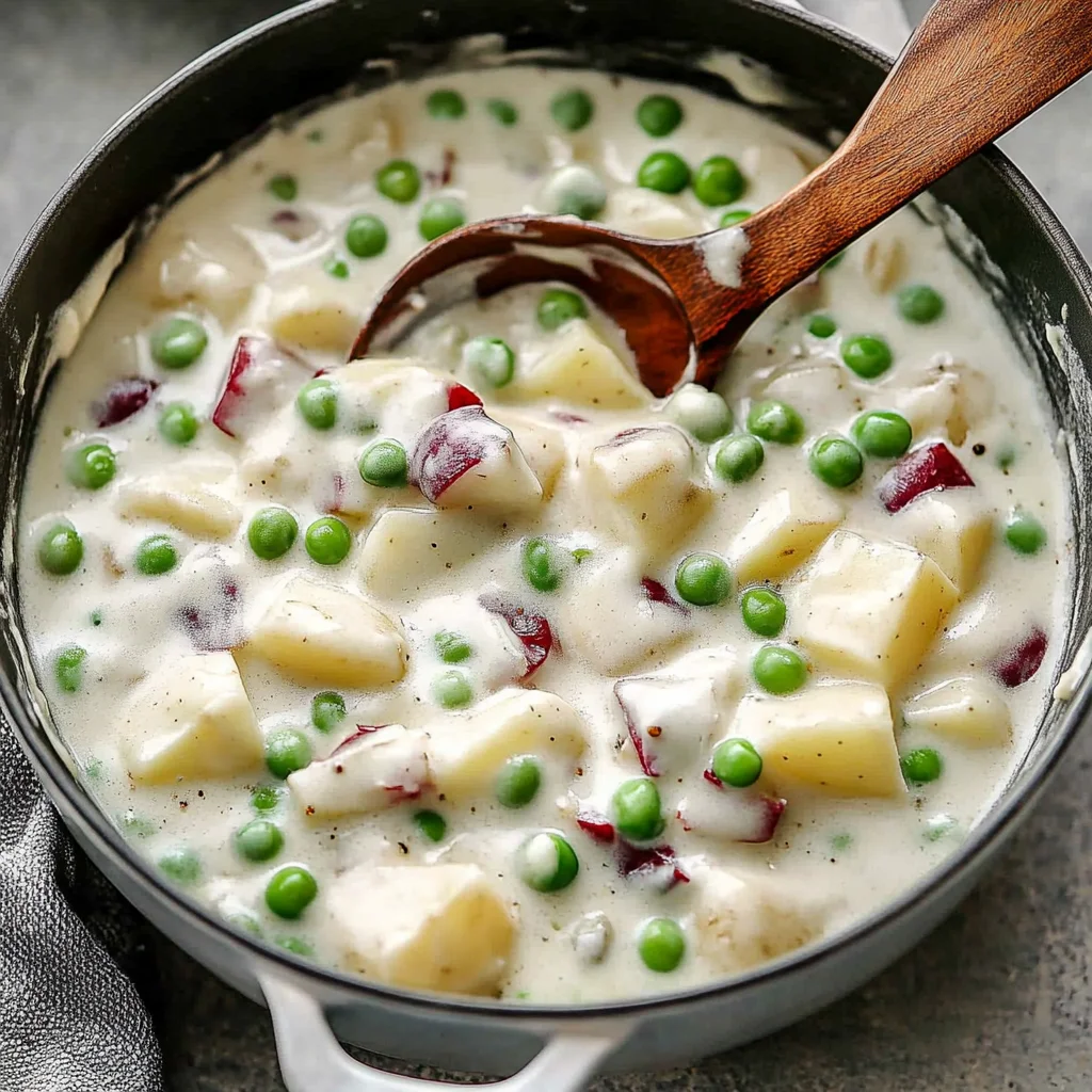 Creamed Potatoes and Peas - Tastes Better From Scratch or Creamy Red Potatoes and Peas step by step