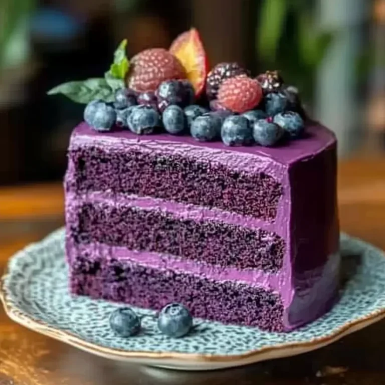 Royal Purple Velvet Cake with Creamy Vanilla Frosting Recipe
