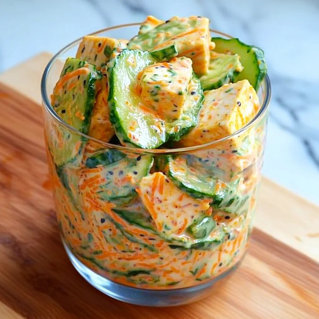 Easy Creamy Asian Cucumber Salad with Crispy Tofu step by step
