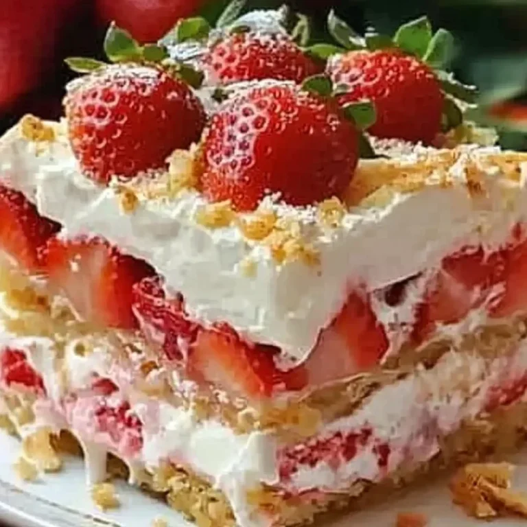 No-Bake Strawberry Cheesecake Lasagna Recipe