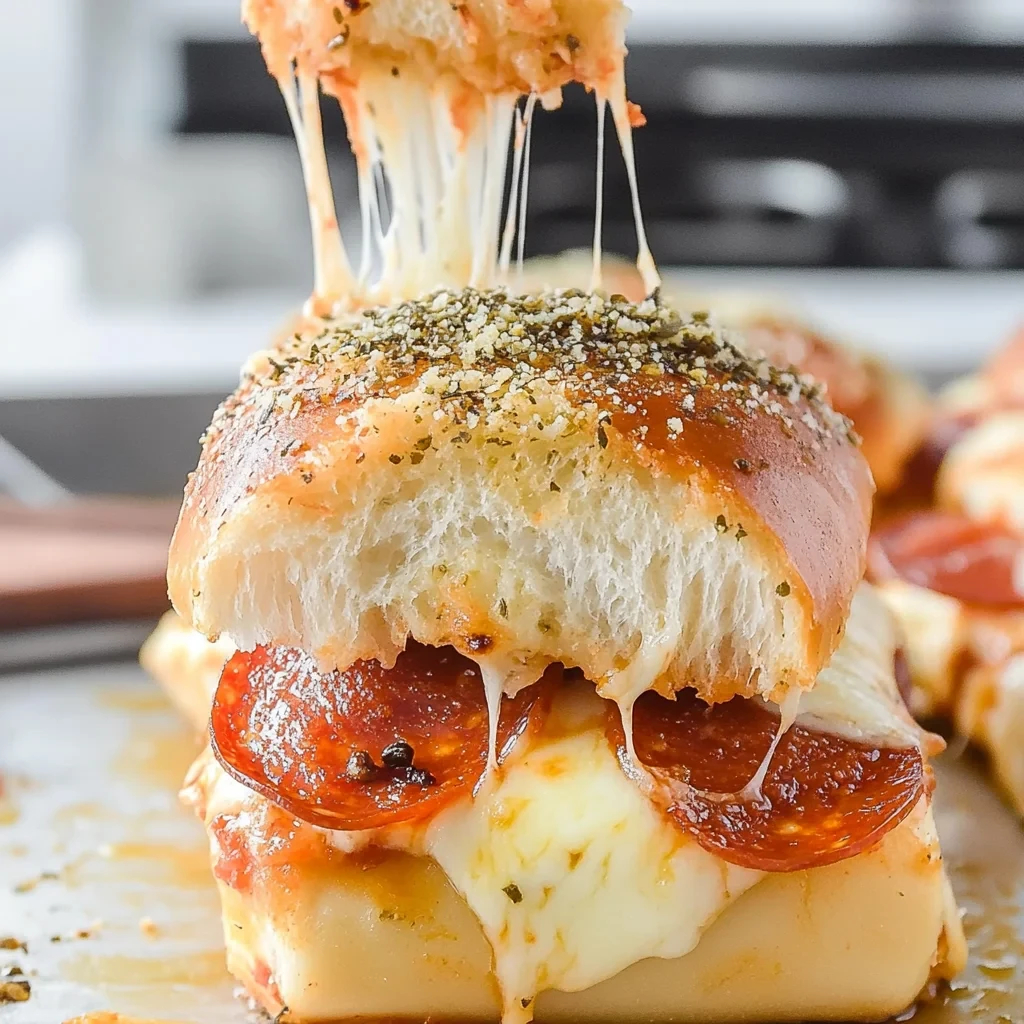 Pepperoni Pizza Sliders Pull-Apart or Pizza Sliders are simple to assemble in 10 minutes image-3