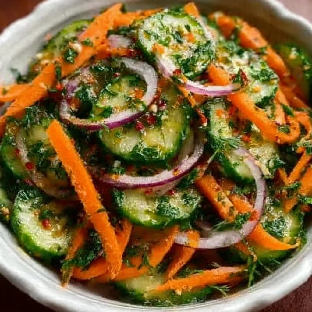 Recipe Title: Crunchy Cucumber, Carrot and Celery Salad step by step