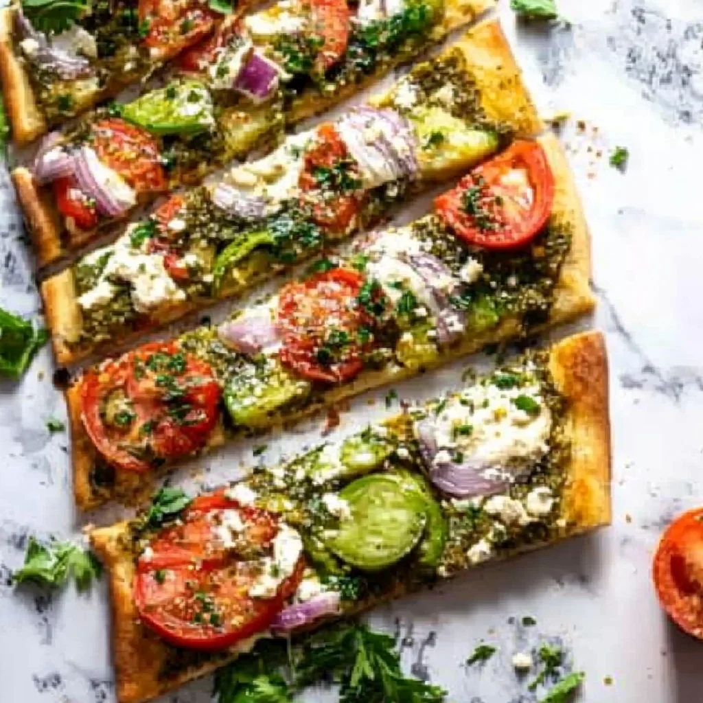Easy Mediterranean Flatbread Pizza step by step