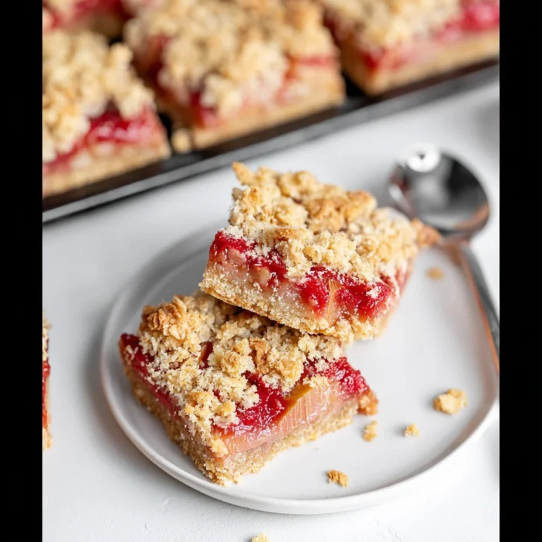 Easy Old Fashioned 5-Ingredient Oatmeal Rhubarb Bars Recipe