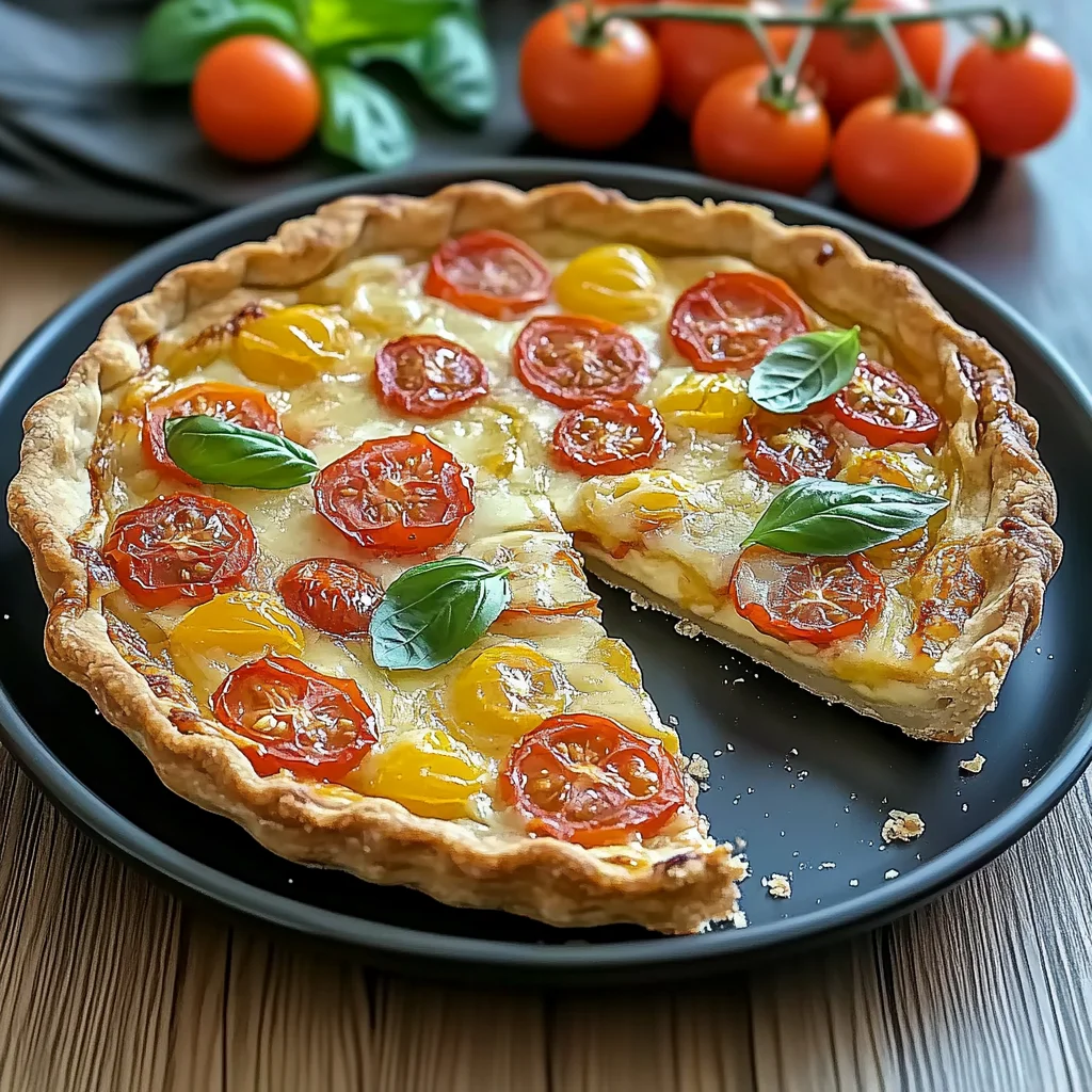 Fresh Basil Cherry Tomato Pie step by step