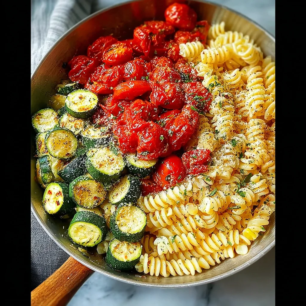 Fresh Garden Tomato Zucchini Pasta step by step