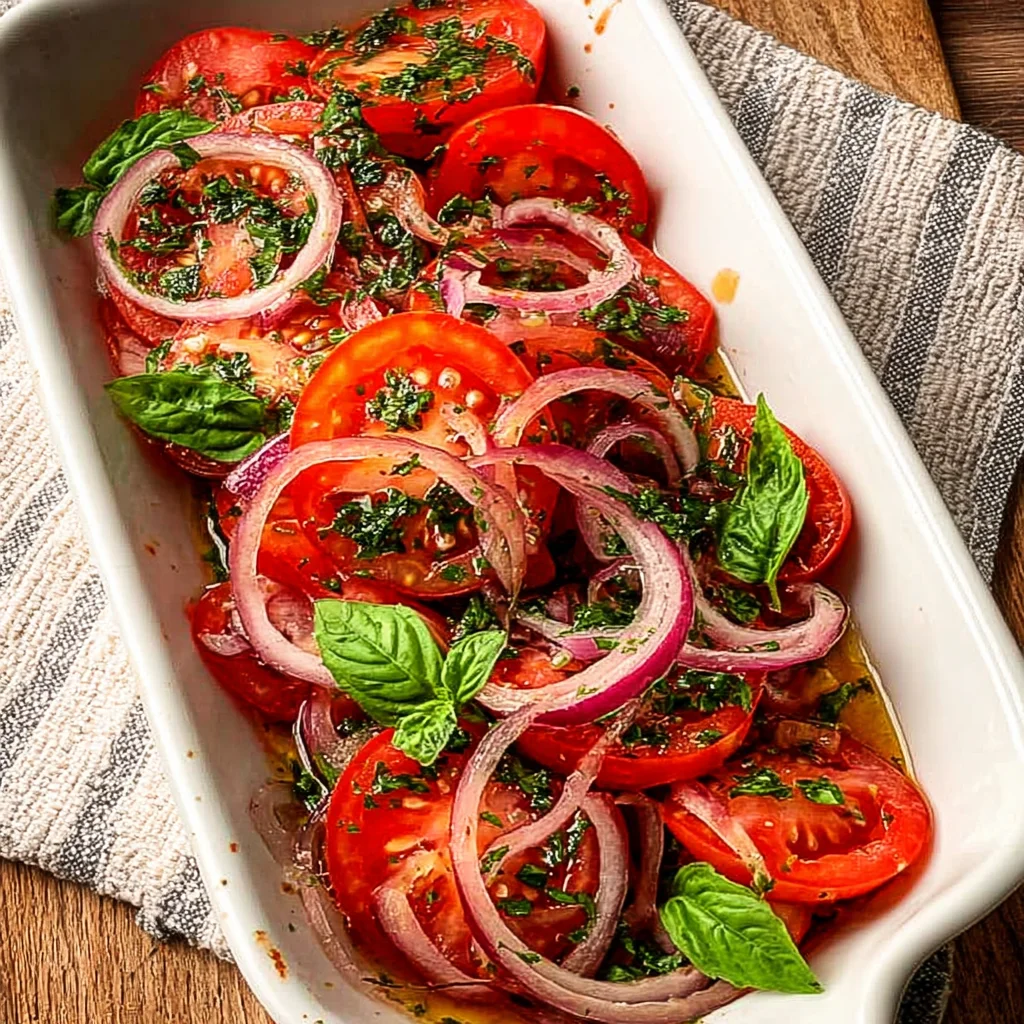 Italian Tomato Summer Salad With Onion step by step