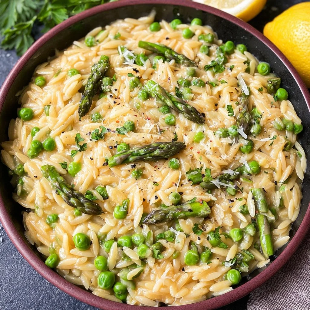 One Pot Orzo with Asparagus and Peas step by step