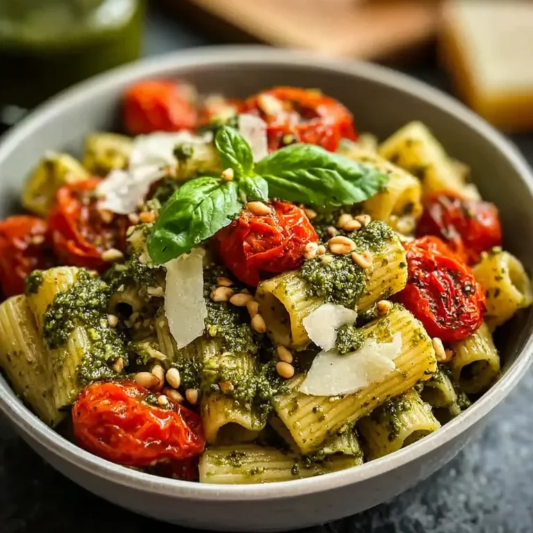 Pesto Pasta With Roasted Tomatoes Recipe