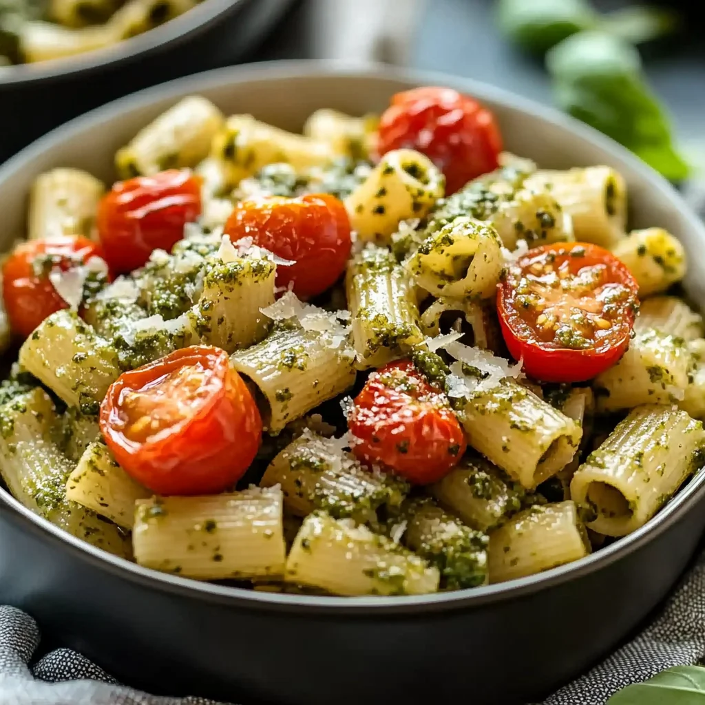 Pesto Pasta with Roasted Tomatoes step by step