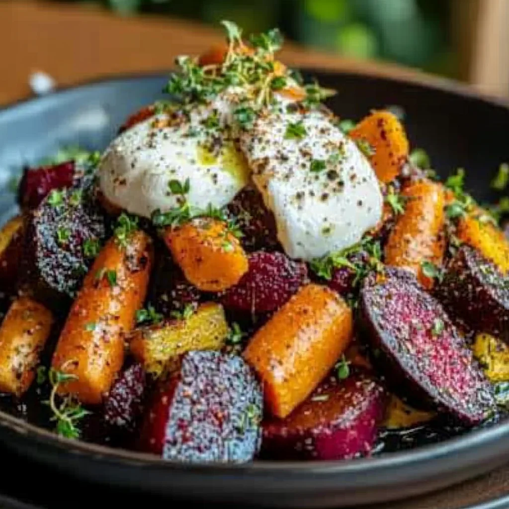 Roasted Beets and Carrots Salad with Burrata step by step