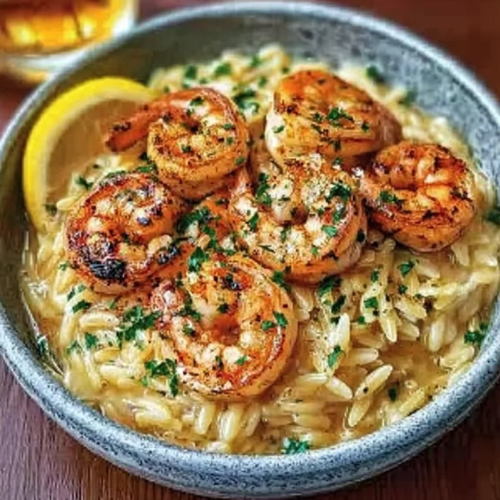 Shrimp Orzo In Lemon Garlic Sauce step by step