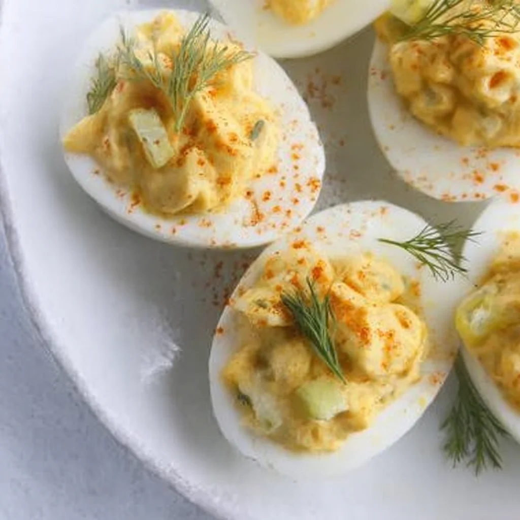 Simple Dill Pickle Deviled Eggs step by step