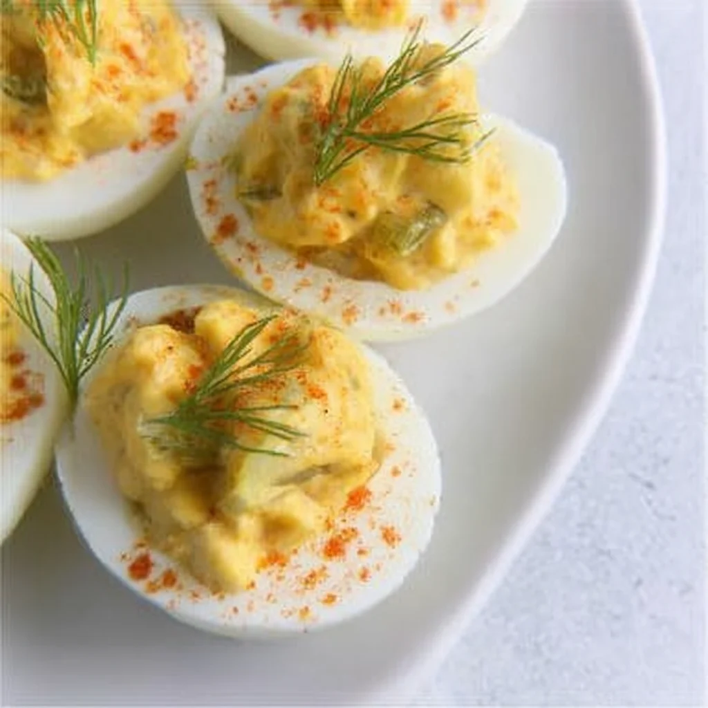 Simple Dill Pickle Deviled Eggs step by step