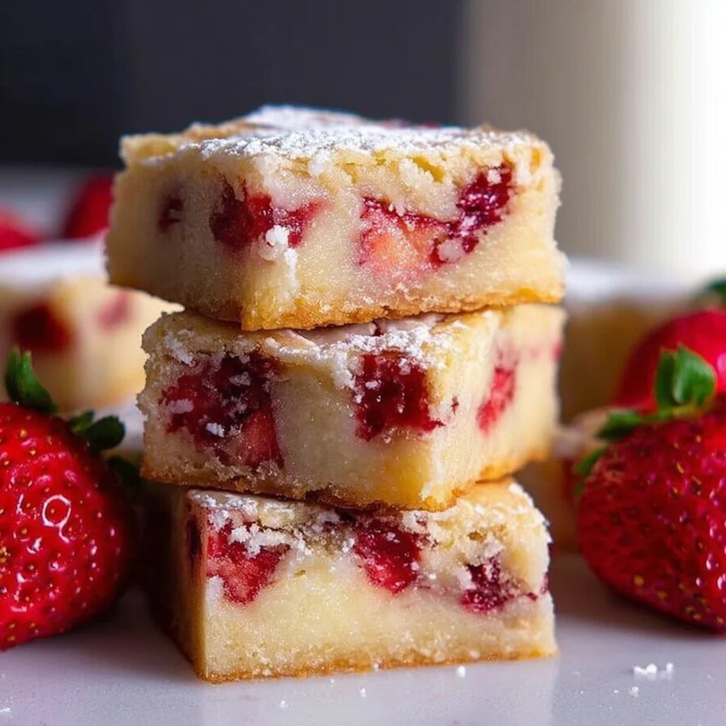 Strawberry Blondies one bowl step by step