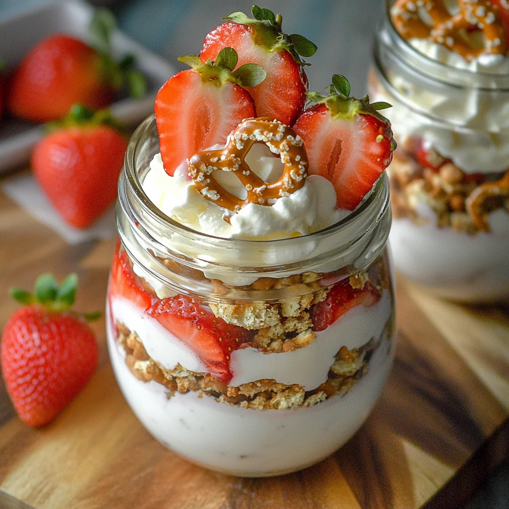 Strawberry Pretzel Salad Parfaits #SummerDessertWeek - 4 Sons R Us step by step