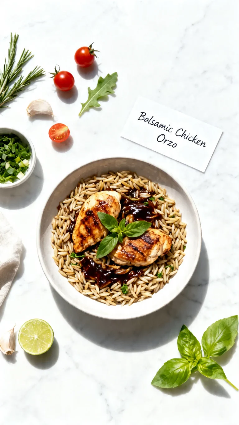 Easy Balsamic Chicken & Veggie Orzo Recipe