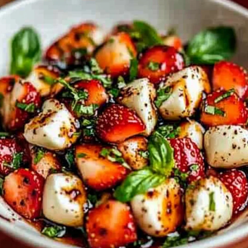 Balsamic Strawberry Caprese Salad step by step