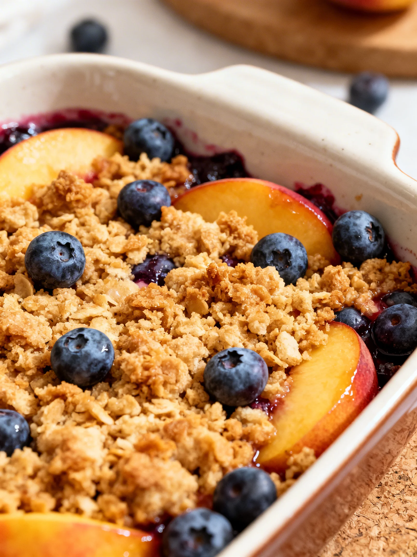 Recipe Title: Blueberry Peach Crumble step by step