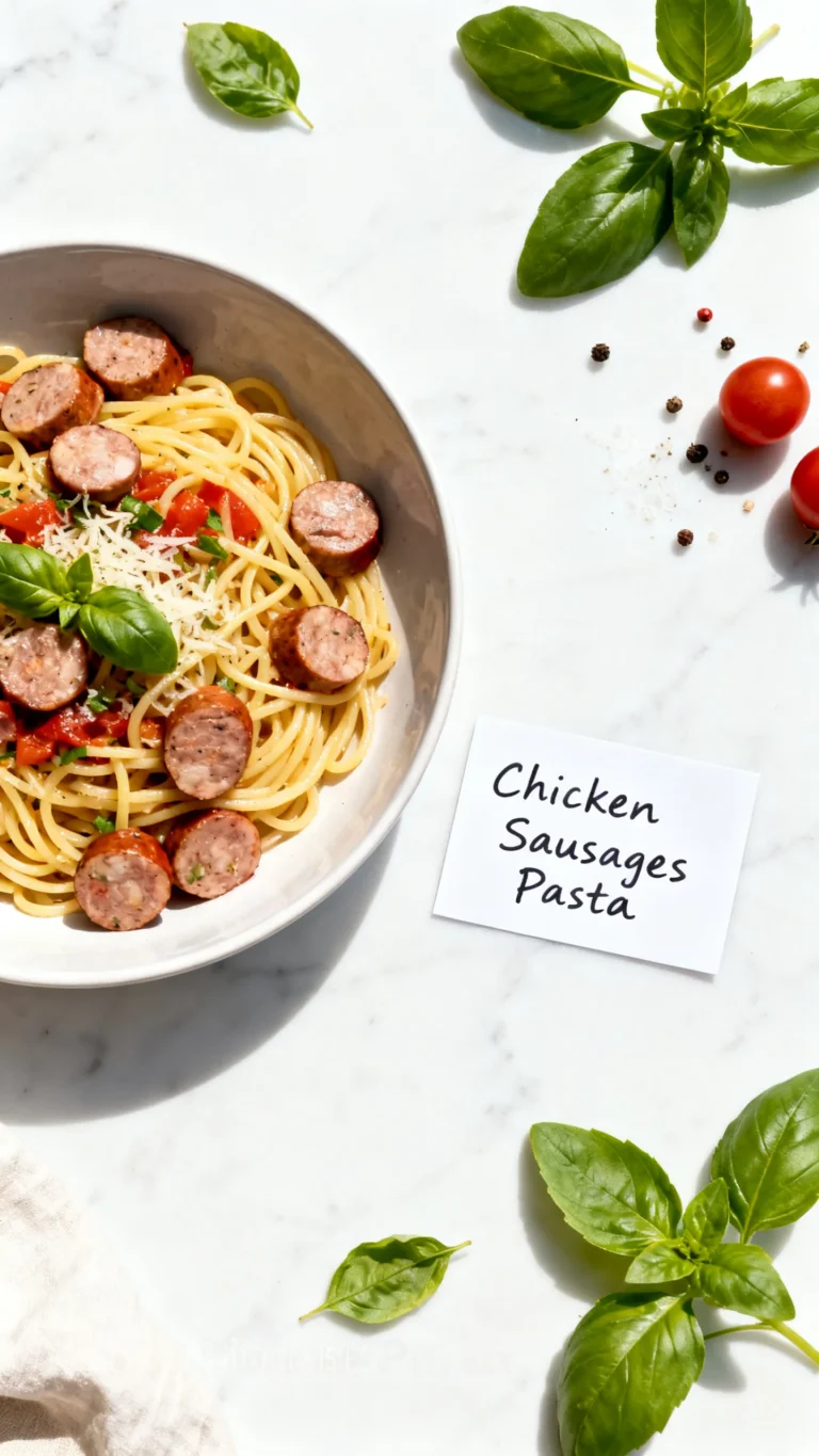 Chicken Sausages with Zucchini, Tomatoes, and Pasta Recipe
