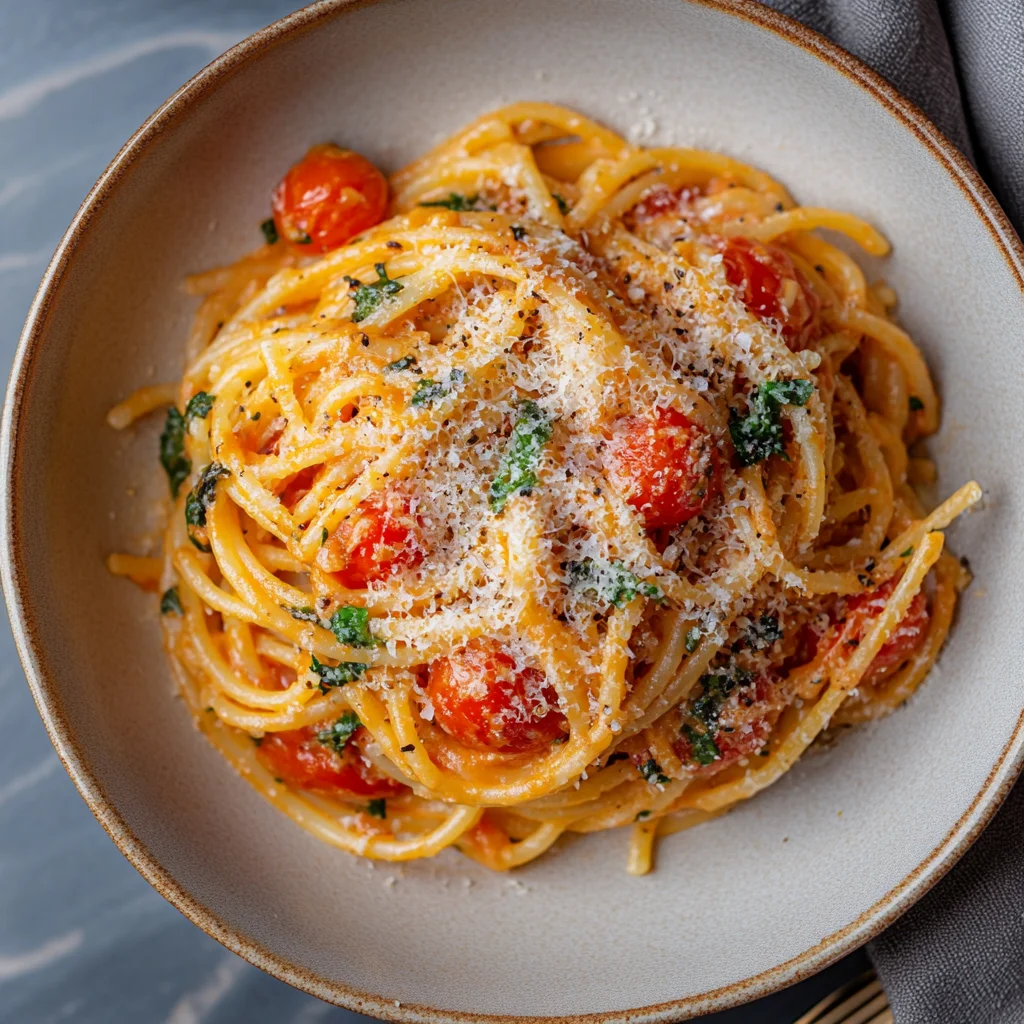 5-Ingredient Easy Cherry Tomato Pasta - Chasing Cravings step by step