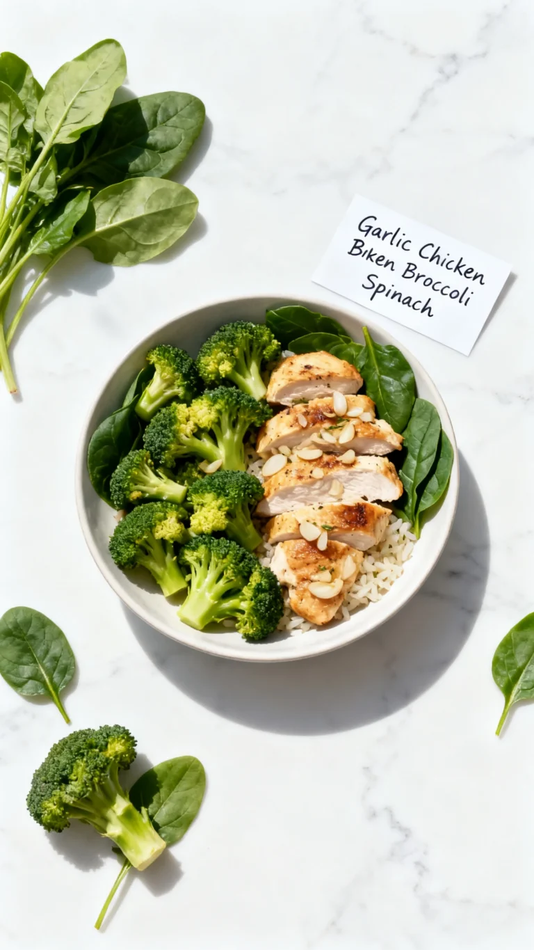 Garlic Chicken with Broccoli and Spinach Recipe