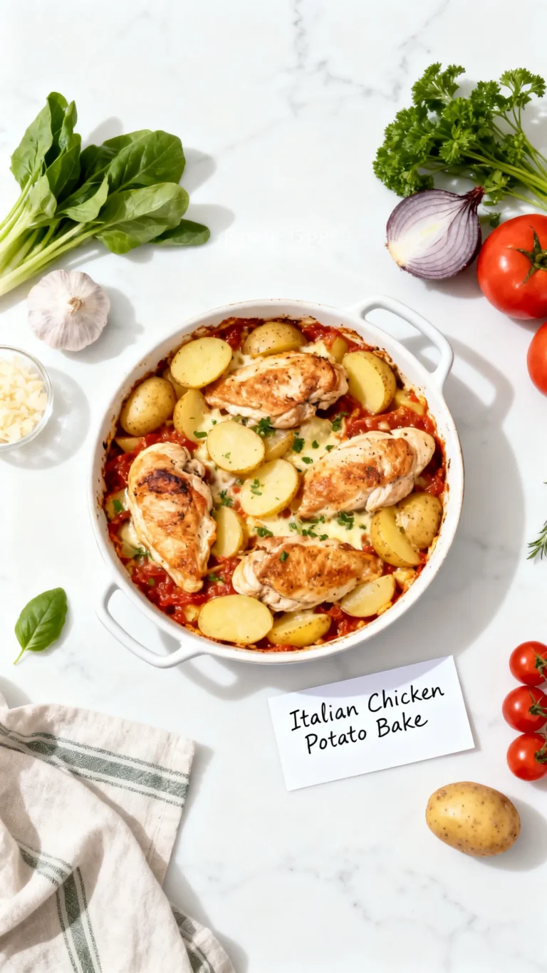 Italian Chicken Potato and Green Bean Bake Recipe