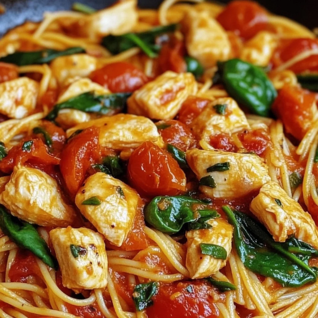 One-Pot Tomato Spinach Pasta with Chicken step by step