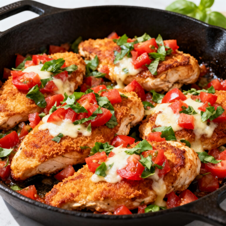 Crispy Bruschetta Chicken Skillet