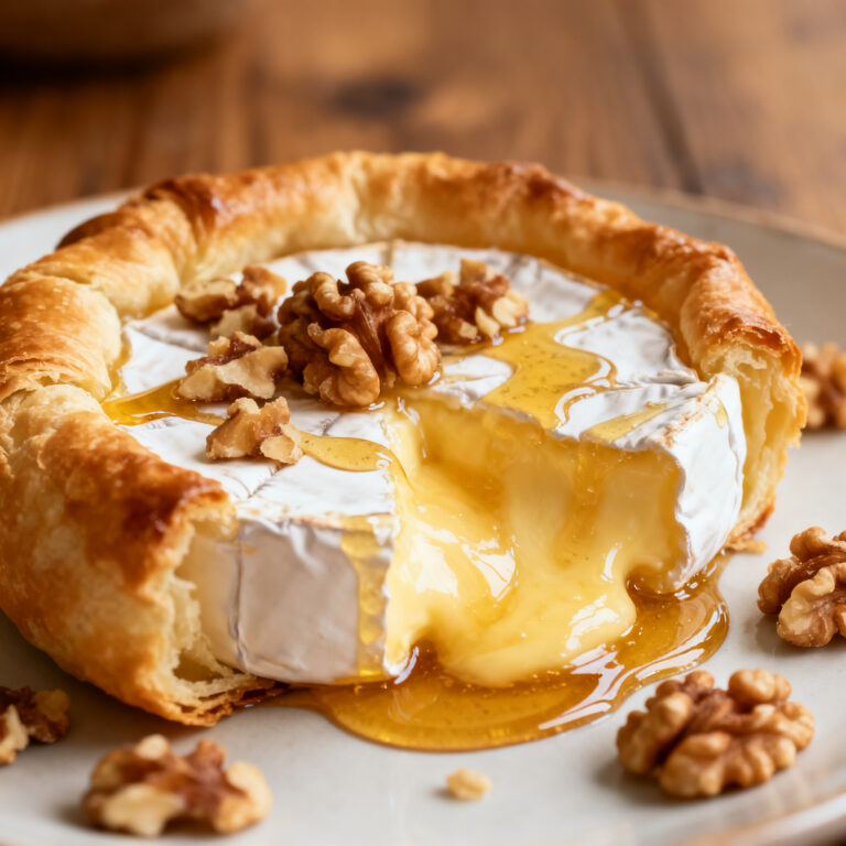 Baked Brie in Puff Pastry with Honey & Walnuts