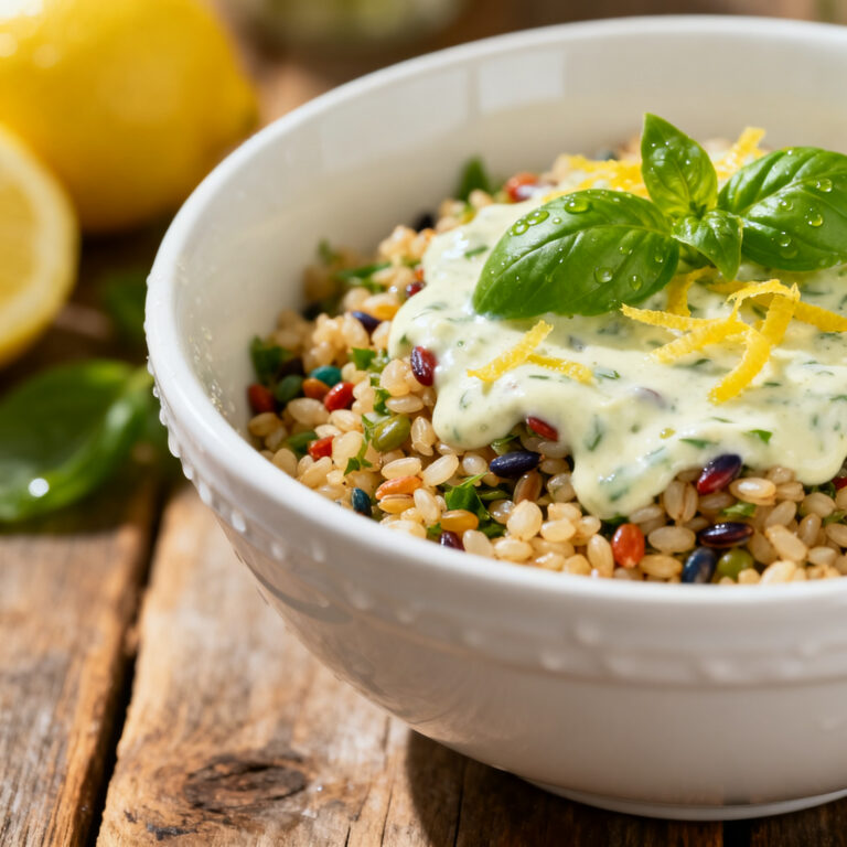 Creamy Lemon Basil Dressing Grain Salad