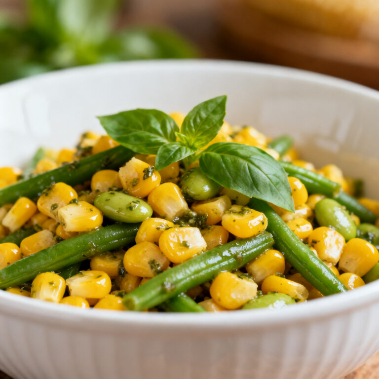 Sweet Corn and Green Bean Salad with Basil Dressing