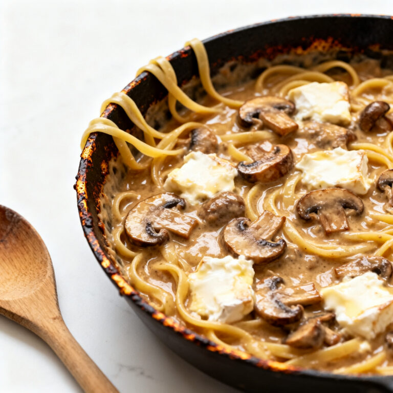 Creamy Brie and Mushroom Skillet Pasta