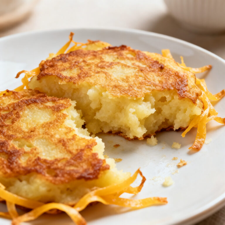 Leftover Mashed Potato Pancakes with a Crispy Cheese Skirt