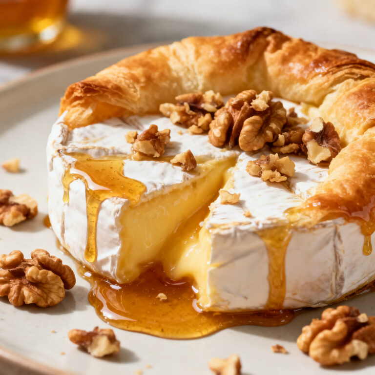 Baked Brie in Puff Pastry with Honey & Walnuts