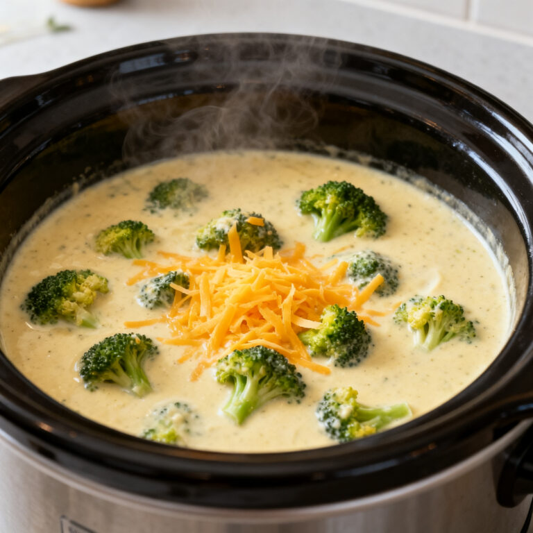 Crock Pot Creamy Broccoli Cheddar Soup – Easy Slow Cooker Recipe
