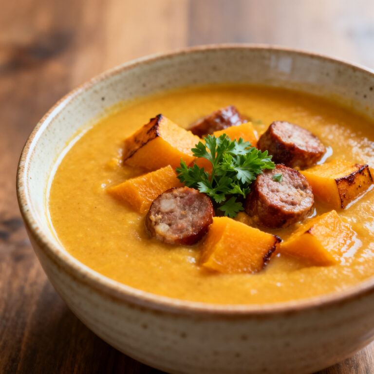 Butternut Squash and Sausage Soup (Roasted in Sausage Fat)