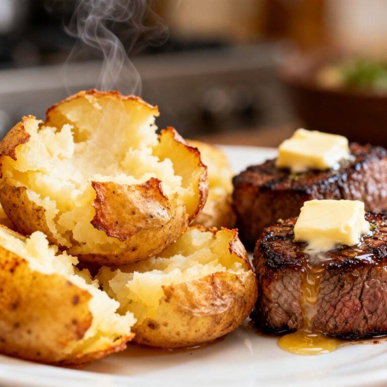 Crispy Smashed Potatoes with Garlic Butter Steak Bites