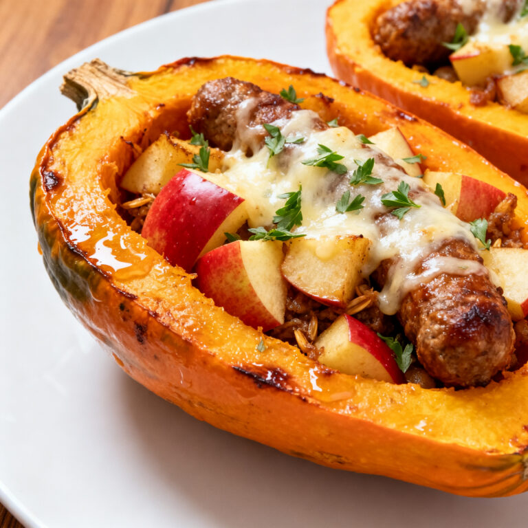 Sausage and Apple Stuffed Acorn Squash (The Cut-Side-Down Trick)